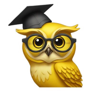 yellow-owl-with-glasses-and-with-mortarboard-on-its-head sticker