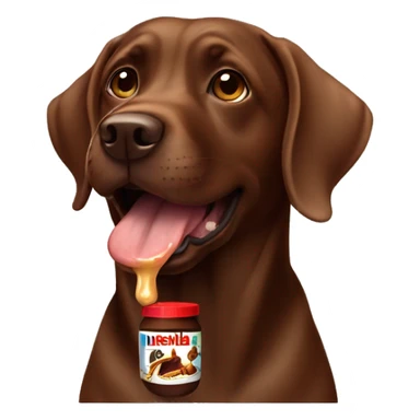 Brown lab dog eating Nutella  sticker