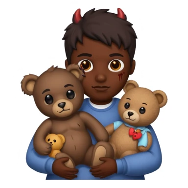 Demon hurting a teddy bear sticker