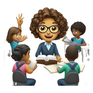 teacher and childrends in the class of language  sticker