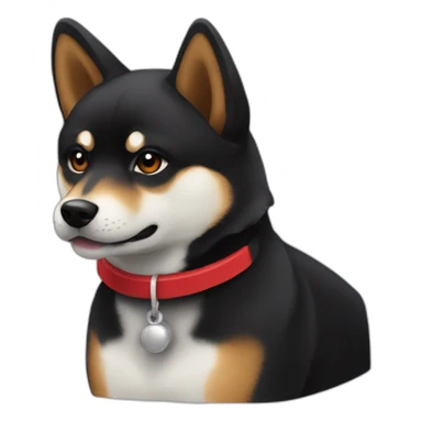 black-shibainu-with-red-choker sticker