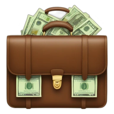brown Briefcase with money sticker