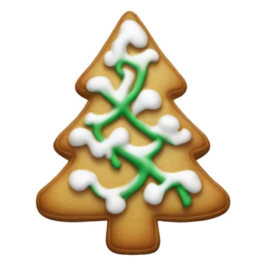 white frosted gingerbread cookie shaped like a pine tree sticker