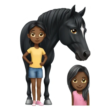 Black stallion with little girl  sticker