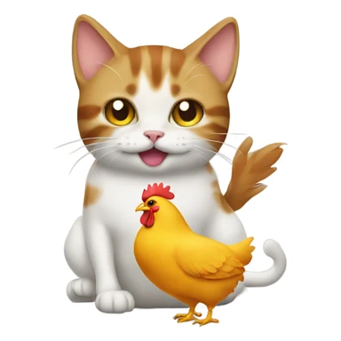 Cat and chicken sticker