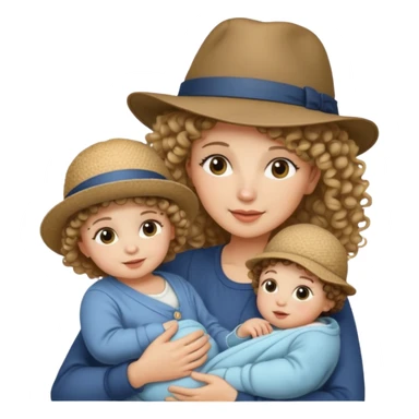 curly Mother with Hats with her baby sticker