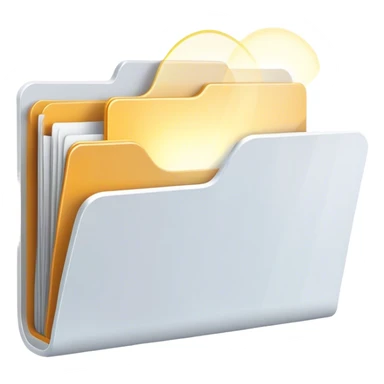 A modern, minimalist flat-style illustration of an open folder with a soft, glowing light emanating from inside.  sticker