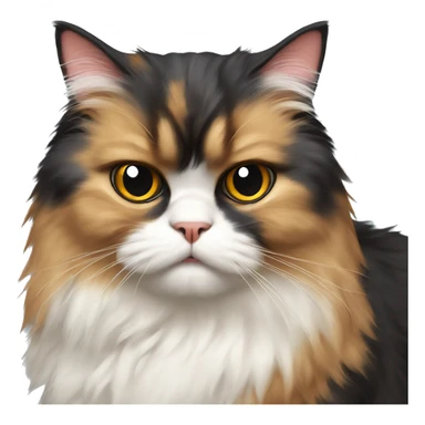 Grumpy calico Persian cat sticker