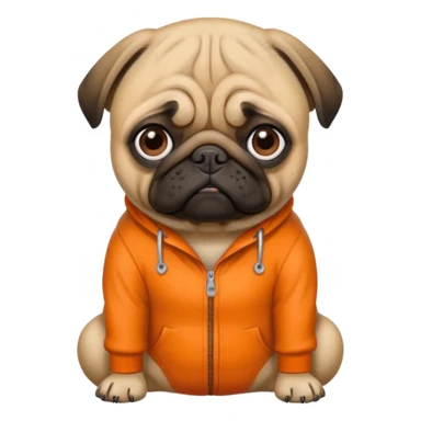 Pug in prison with orange jumpsuit sticker