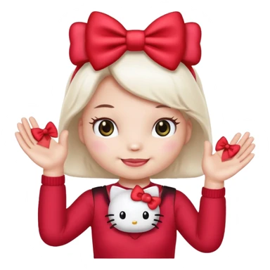 hello kitty holding up 67 in both hands sticker