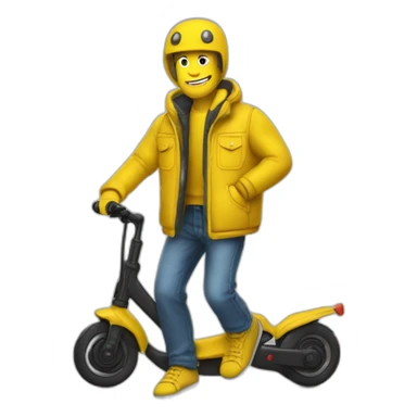 trottinette homme chauve gilet jaune sticker