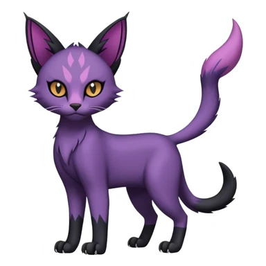 Black edgy Noibat-Purloin-Torracat-Caracal-cat-Fakemon full-body sticker