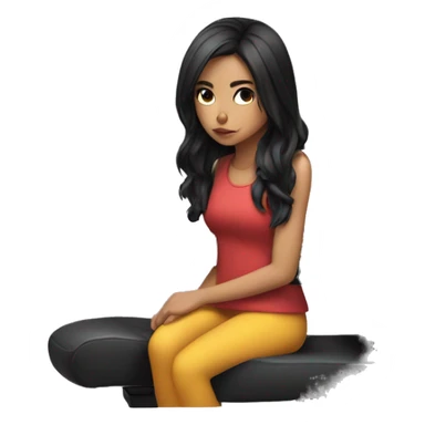 white (black hair) girl on a Gaming chair thinking  sticker