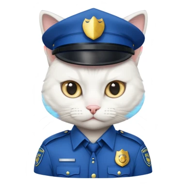 white cat police sticker