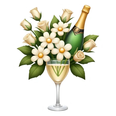 arranjos de flores num buque cor champagne e branco   sticker