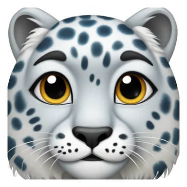 snow leopard with a blue bow on the right side of its head sticker