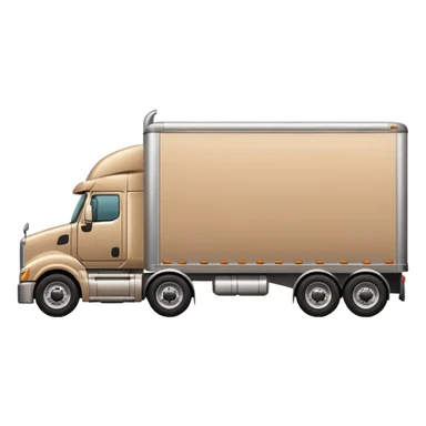 tan semi truck and trailer, side view, with subtle shading sticker