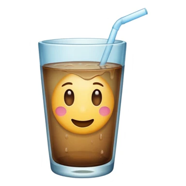 a glass with dirty water, shiny appearance, emoji style, soft colors sticker