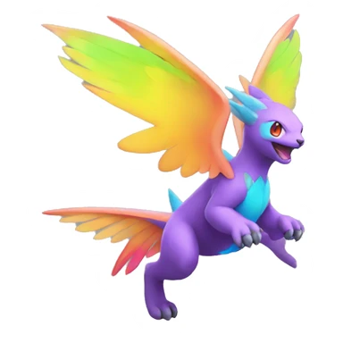 Colorful Neon Colors Vibrant Colors Flying Fakémon-Pokémon-Creature Full Body sticker