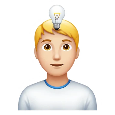 person with light bulb above head, healthy glowing person sticker
