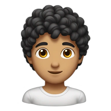 arab boy with curly black hair, uni-brow, and brown eyes sticker