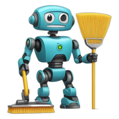Robot with cleaning tools sticker