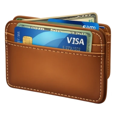 portefeuille marron avec quelques billets et carte bancaire sticker