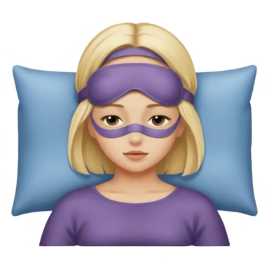 Девушка блондинка с маской для сна на лбу сидит без подушки sticker