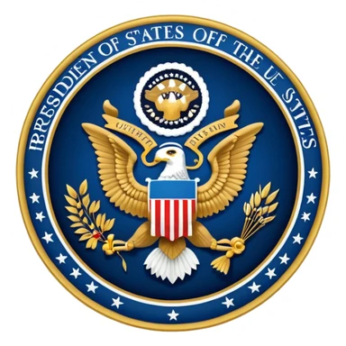 Seal of the President of the United States dark blue and gold with blue outline sticker