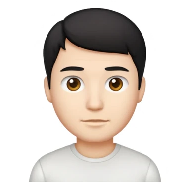Ai create iPhone emoji, With hair comma hair short, Male, and make white shirt sticker
