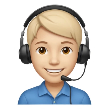 سمايل يضع سماعات التواصل مع الزبائن على رائسه sticker