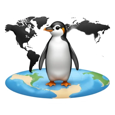 Pinguin auf Weltkarte sticker