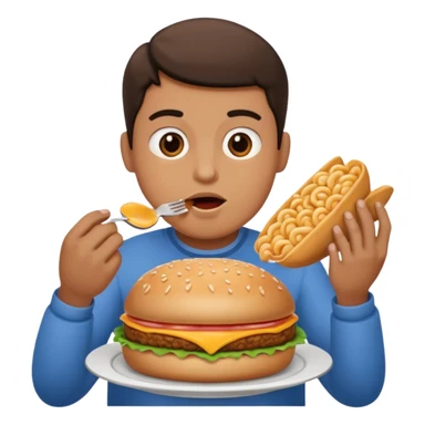 Big fat person eating lots of food sticker