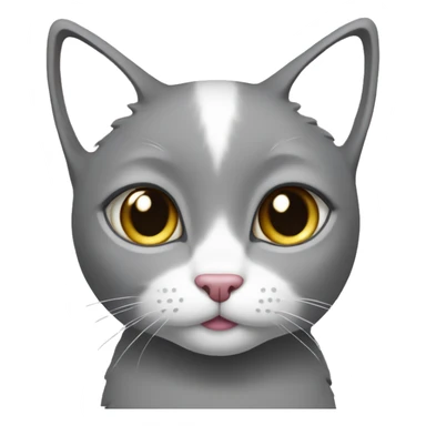 Gray cat with white tummy and pink bow sticker