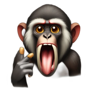 Funny Mandrill with a human look putting his index finger in his nose sticker