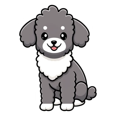 cute black french poodle with classic poodle pompoms sticker