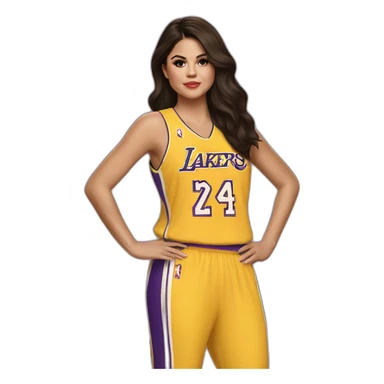 selena gomez with yellow lakers jersey sticker