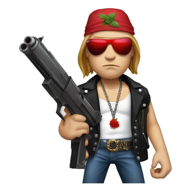 Axl Rose with a rose and a gun realistic sticker