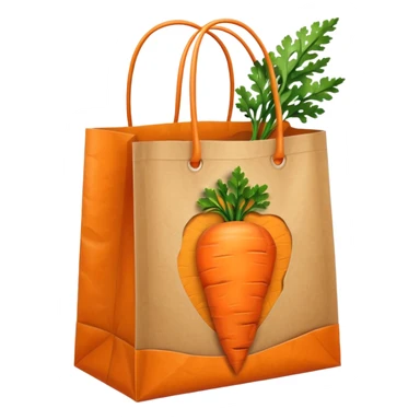 paper shopping bag with carrot inside bag. Transparent background sticker