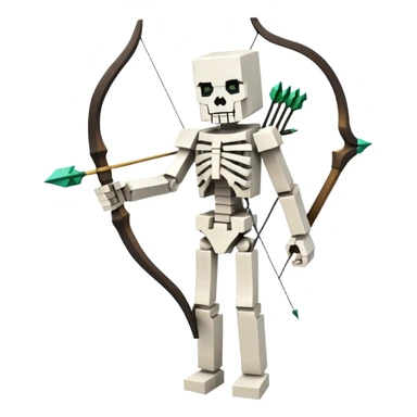 Minecraft Skeleton full body with bow and arrow, white blocky character sticker