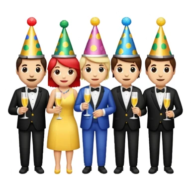 I want a set of pixel style emoji depicting a bottle of water, people having a party and a festival circuls cabinet sticker