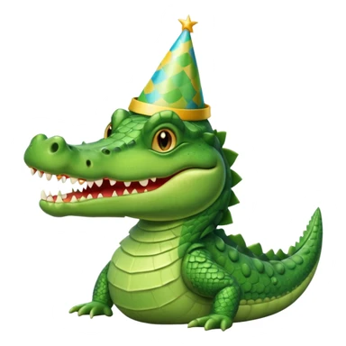 Crocodile wearing a birthday hat sticker