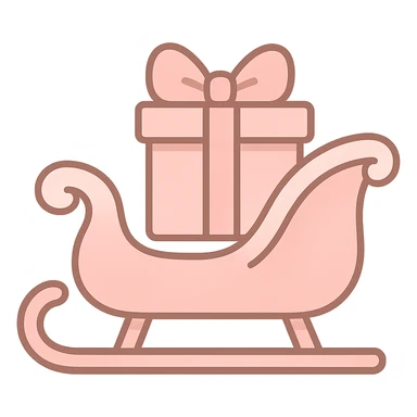 light pink Christmas sleigh with gift box decorations, minimalist style sticker