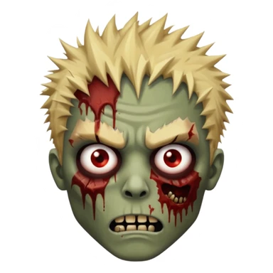 zombie face with spiky hair with blonde patch on the left and make him brownskin sticker
