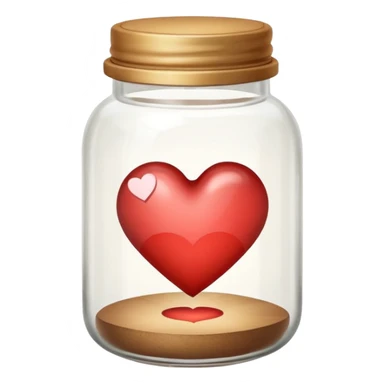 Small glass jar with a heart inside, minimalist style, muted warm tones, symbolizing gratitude practice. sticker