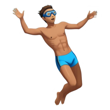 A diver mid-air, plunging from a high cliff into the sparkling ocean below. The background features rugged cliffs, clear blue water, and a bright sky, emphasizing the excitement and danger of the sport with a sense of freedom and adventure. sticker