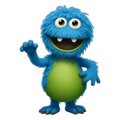 blue sesame street monster sticker
