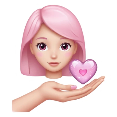 Light pink heart with sparkles on the hand sticker