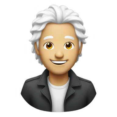 smiling individual with white hair sticker