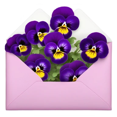 Deep aesthetic violet colour pansies placed in pink a aesthetic envelope  sticker